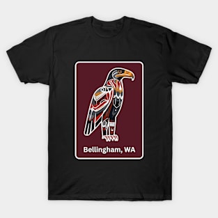 Bellingham Washington Native American Indian American Red Background Eagle Hawk Haida T-Shirt